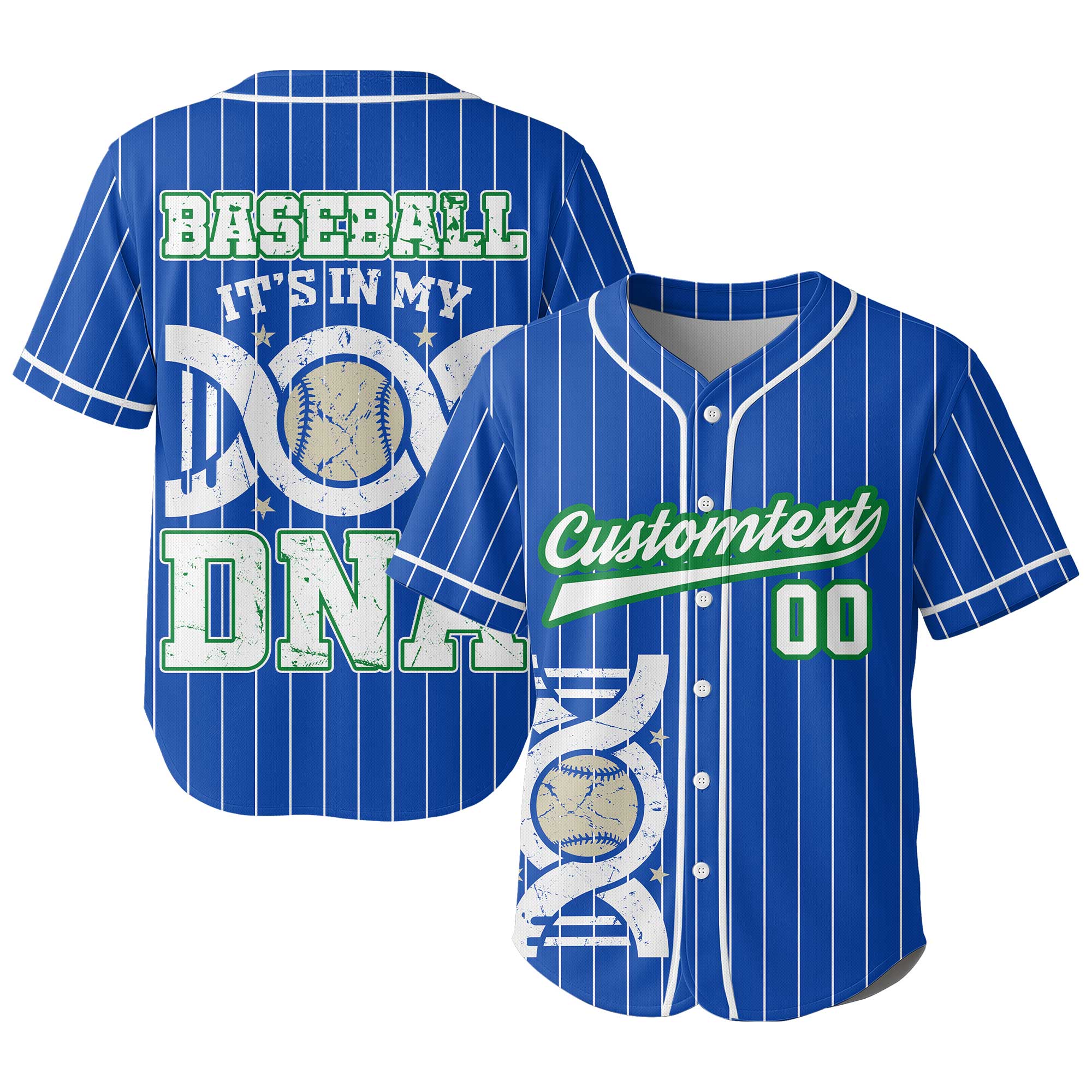 Baseball Is In My DNA - Custom Blue White Baseball Jersey