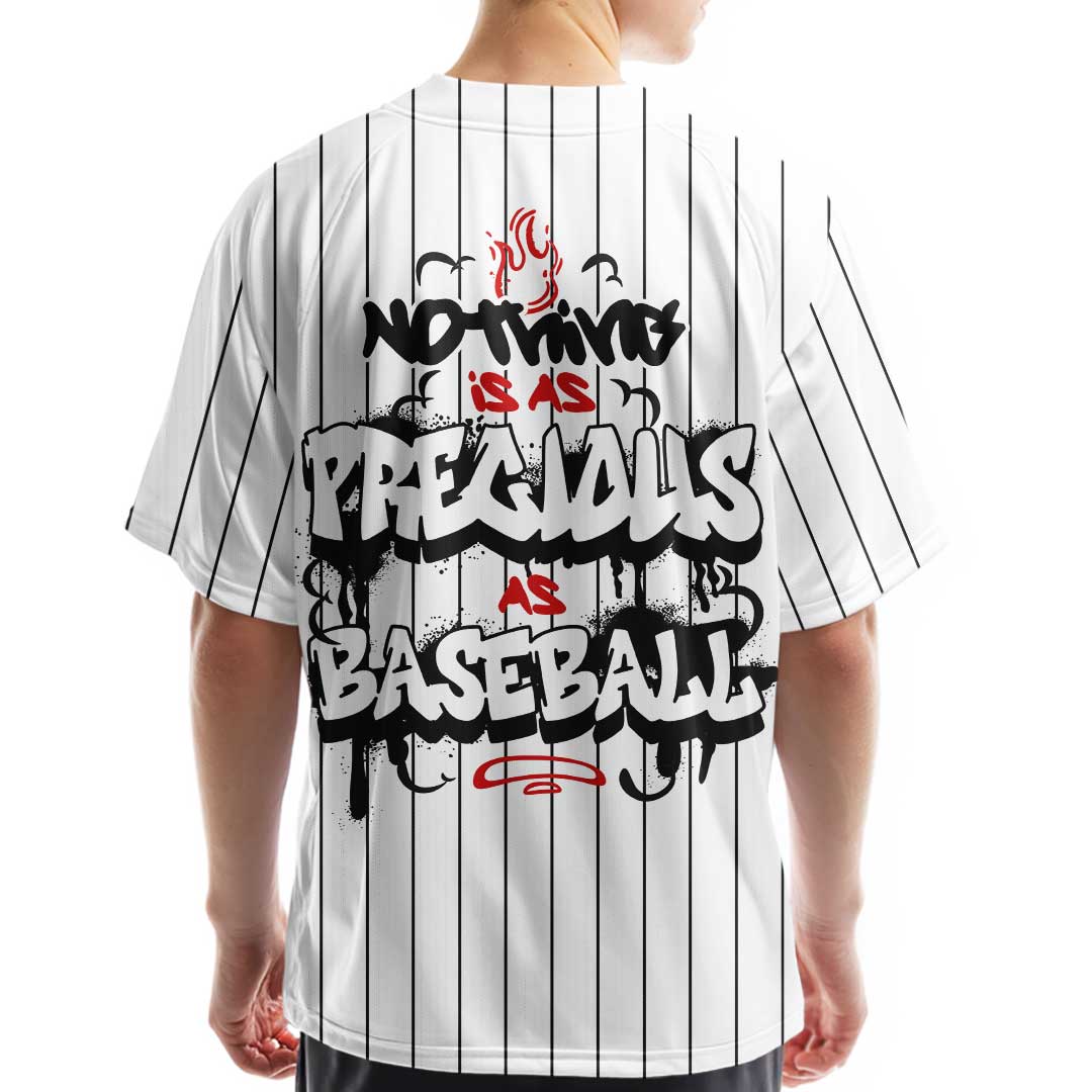 Nothing Is As Precious As Baseball - Custom White with Black Stripes Baseball Jersey
