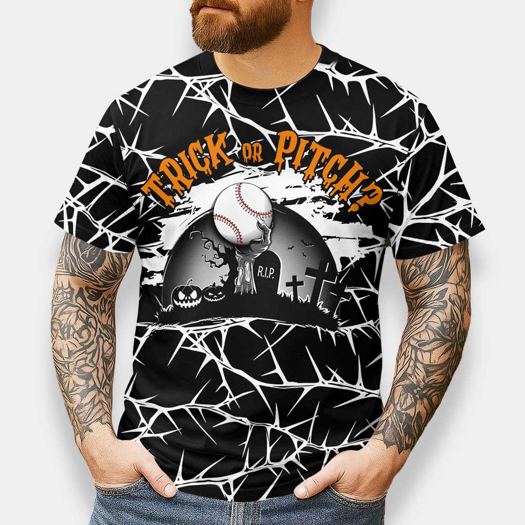Trick Or Pitch Halloween All Over Print T-Shirt
