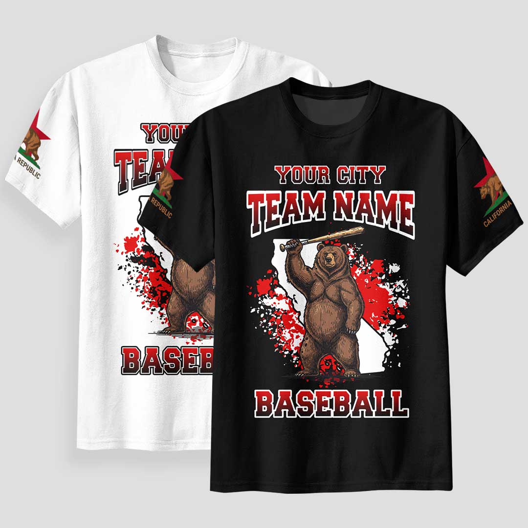 California Baseball Team - Black White Baseball T-Shirt