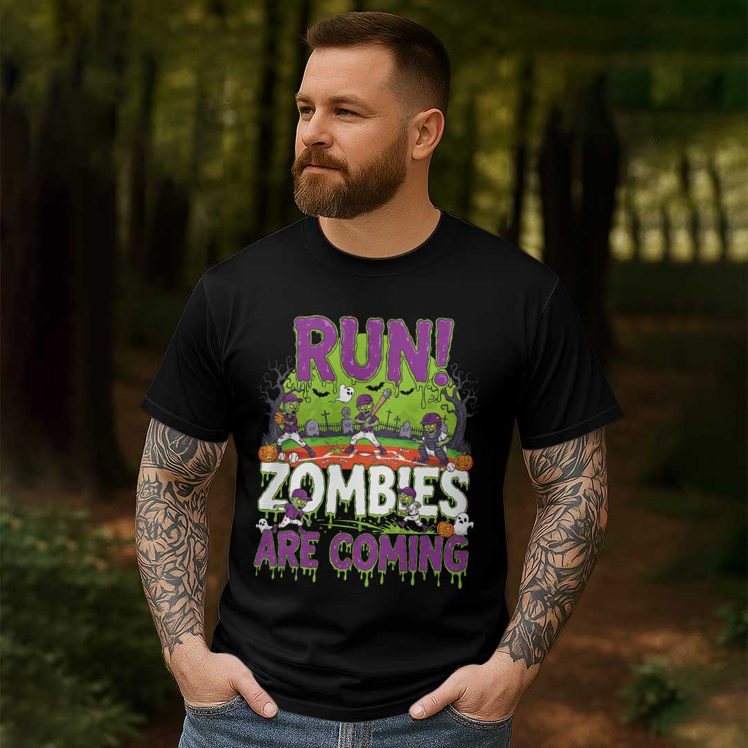 Run Zombies Are Coming Baseball T-Shirt