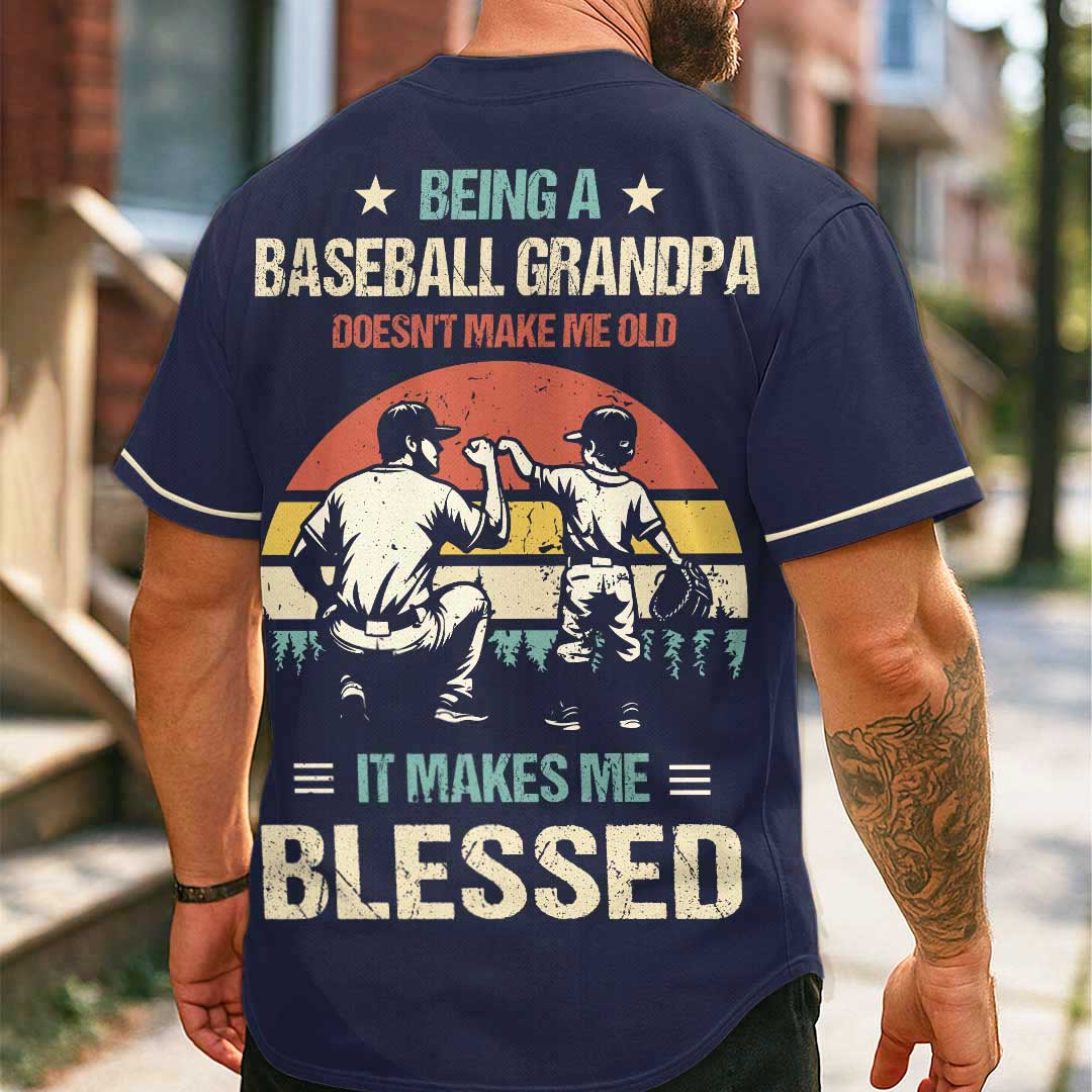 Being A Baseball Grandpa Doesn't Make Me Old - Custom Navy Yellow Baseball Jersey