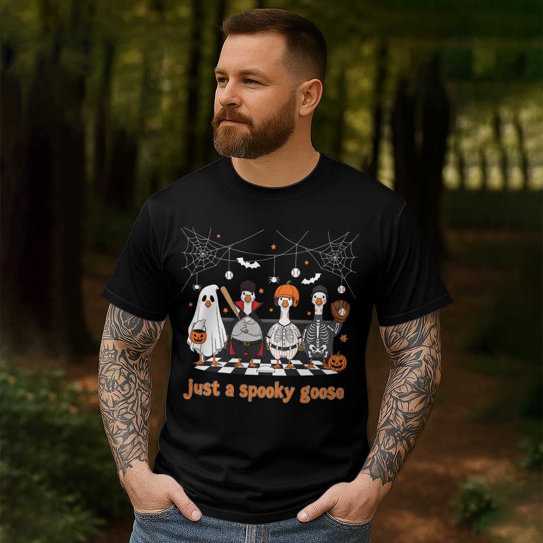 Just A Spooky Goose Baseball Halloween T-Shirt