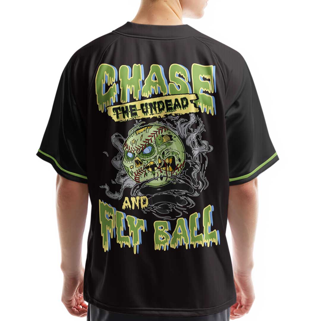 Chase The Undead - Custom Black Halloween Baseball Jersey