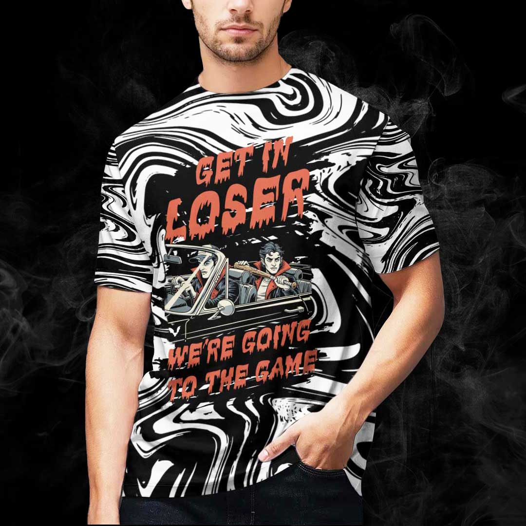 Get In Loser We're Going To The Game All Over Print Halloween T-Shirt