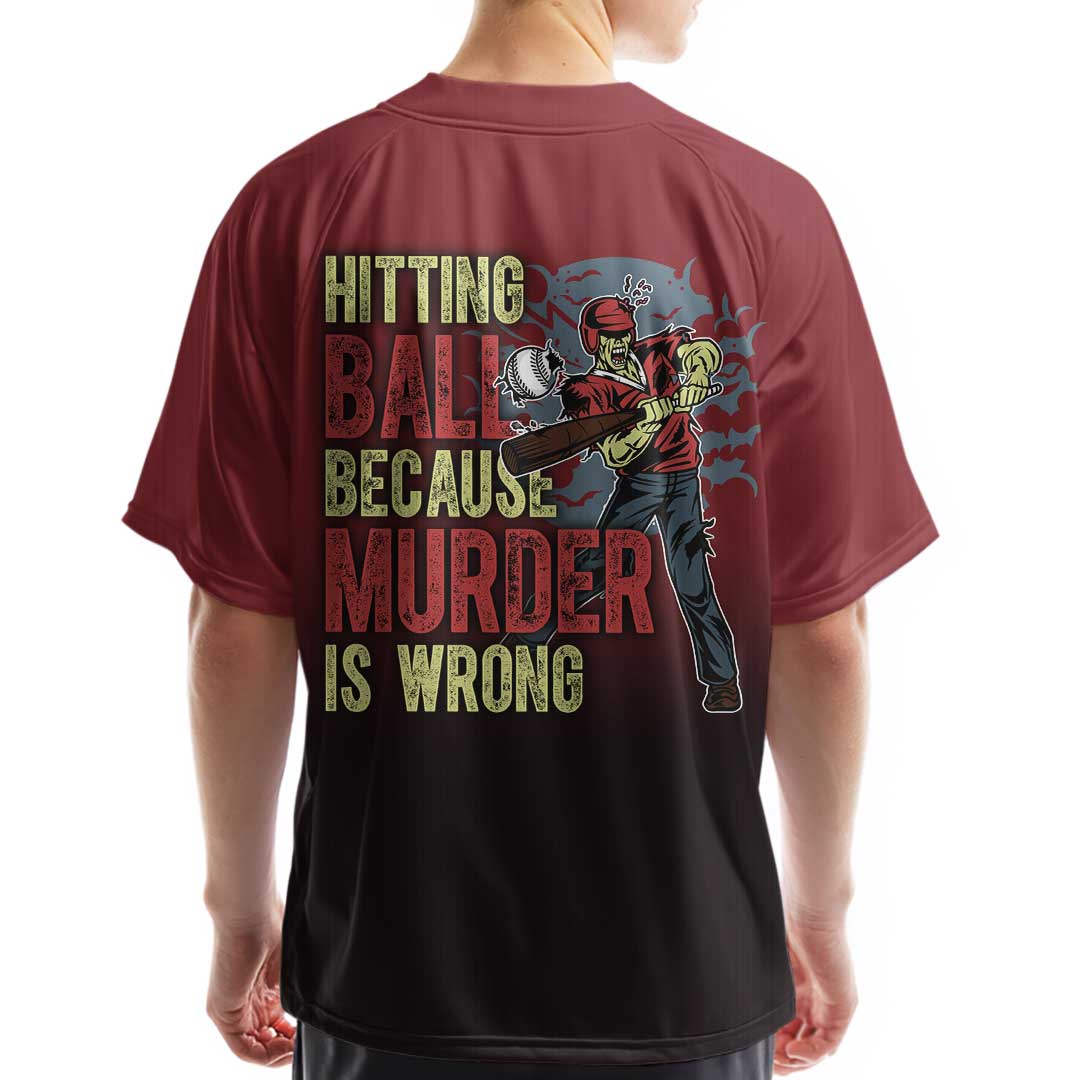 Hitting The Ball - Custom Gradient Halloween Baseball Jersey