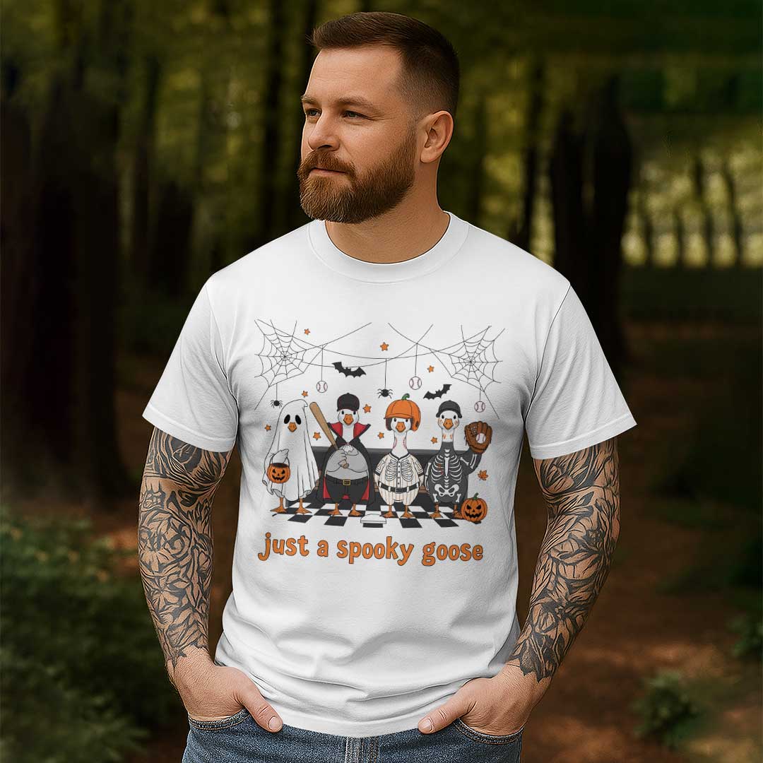 Just A Spooky Goose Baseball Halloween T-Shirt