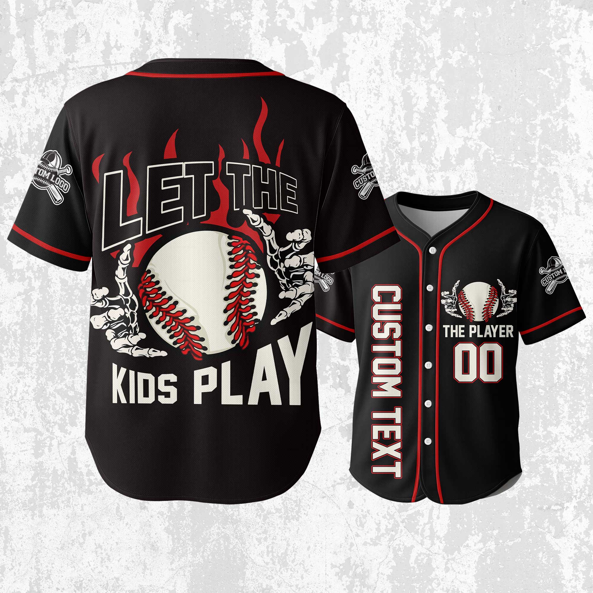 Let The Kids Play - Custom Black Baseball Jersey