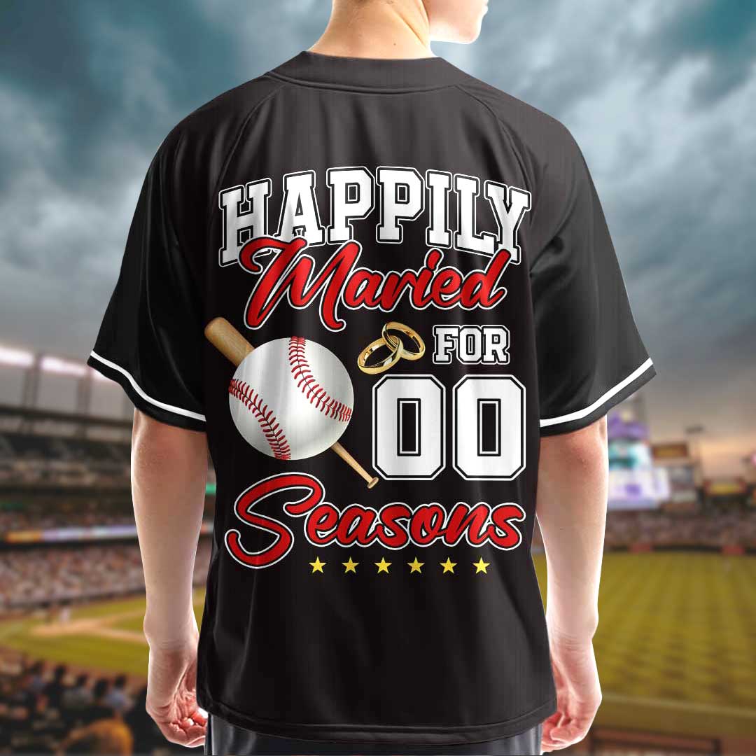 Happily Married - Custom Couple Baseball Jersey