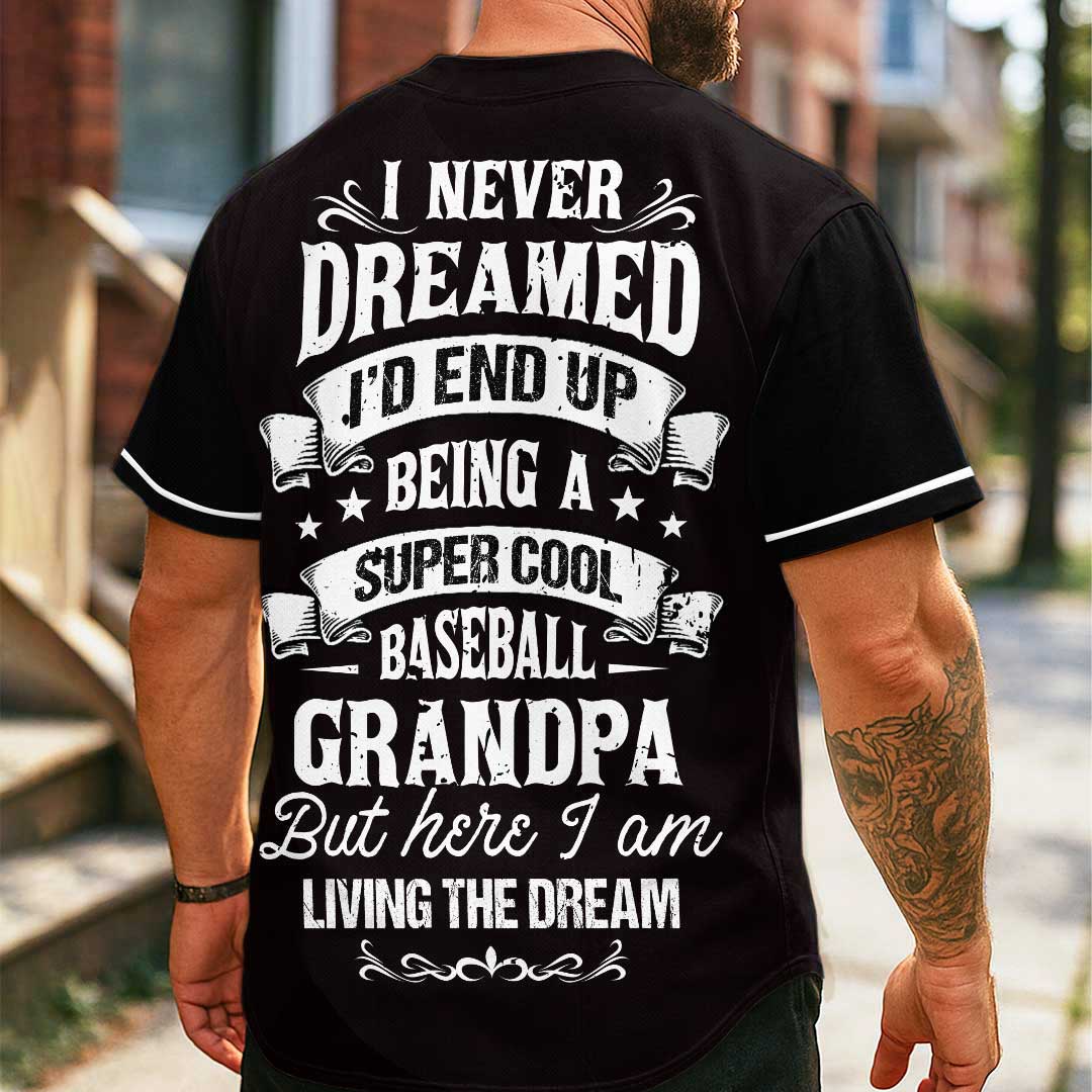 Super Cool Baseball Grandpa - Custom Black Baseball Jersey