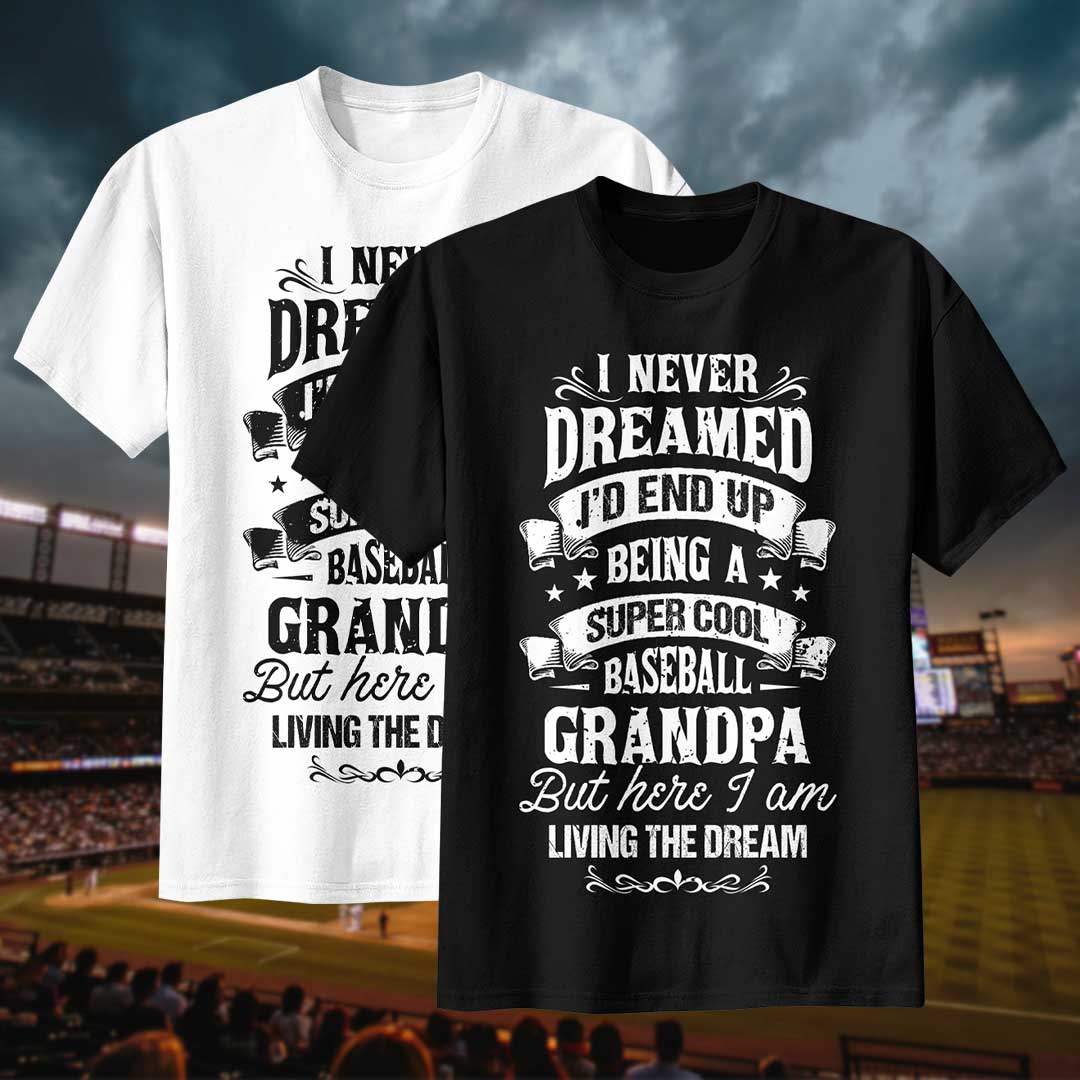 Super Cool Baseball Grandpa - Black White Baseball T-Shirt