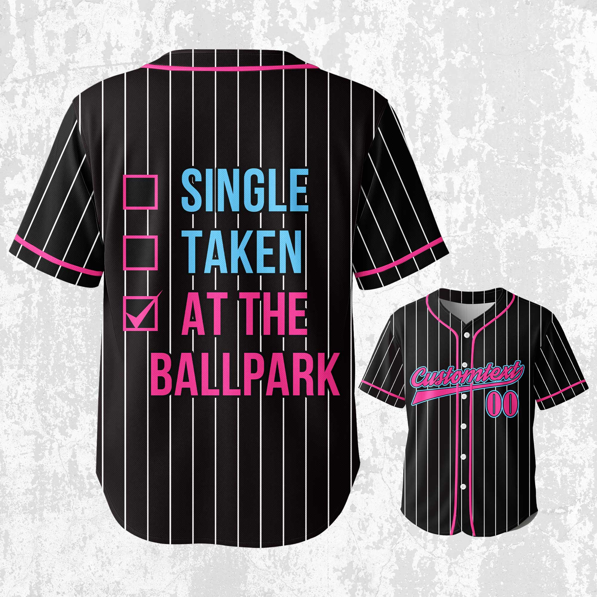 Not Single Not Taken At The Ballpark - Custom Black and Pink Baseball Jersey