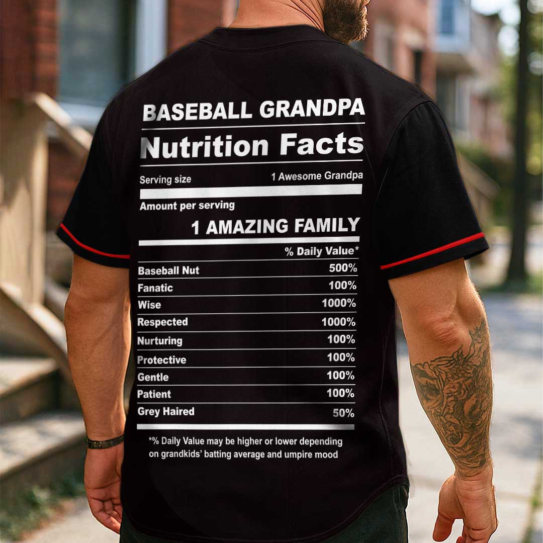 Baseball Grandpa Facts - Custom Black Baseball Jersey
