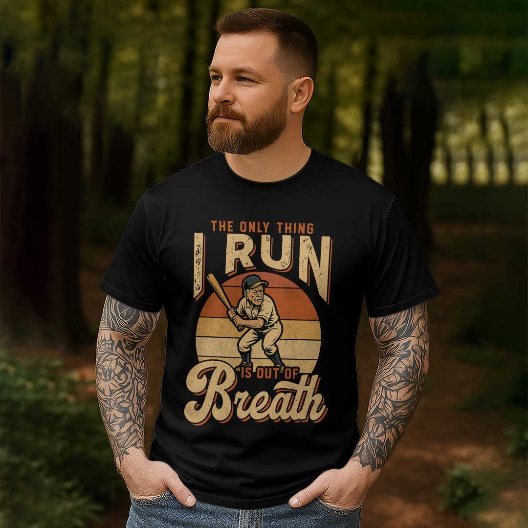 The Only Thing I Run Is Out Of Breath - Black Grey Baseball T-Shirt