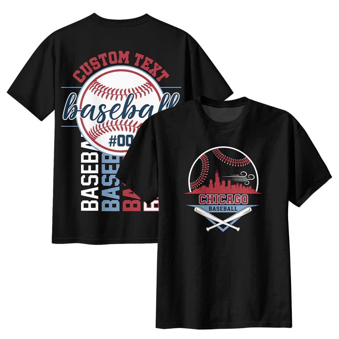 Custom Baseball State Series - Black White Baseball T-Shirt