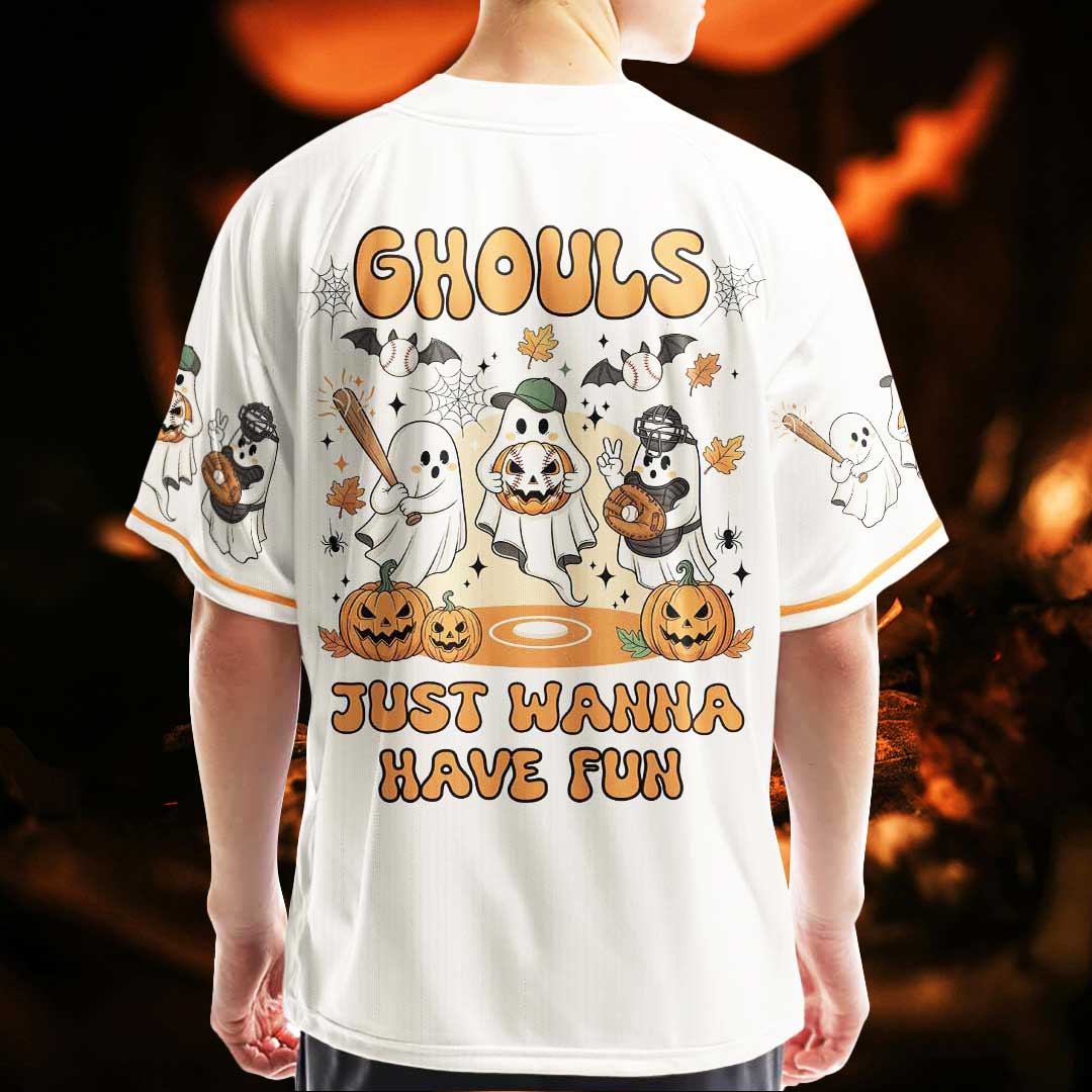 Ghouls Just Wanna Have Fun - Custom Cream Orange Halloween Baseball Jersey
