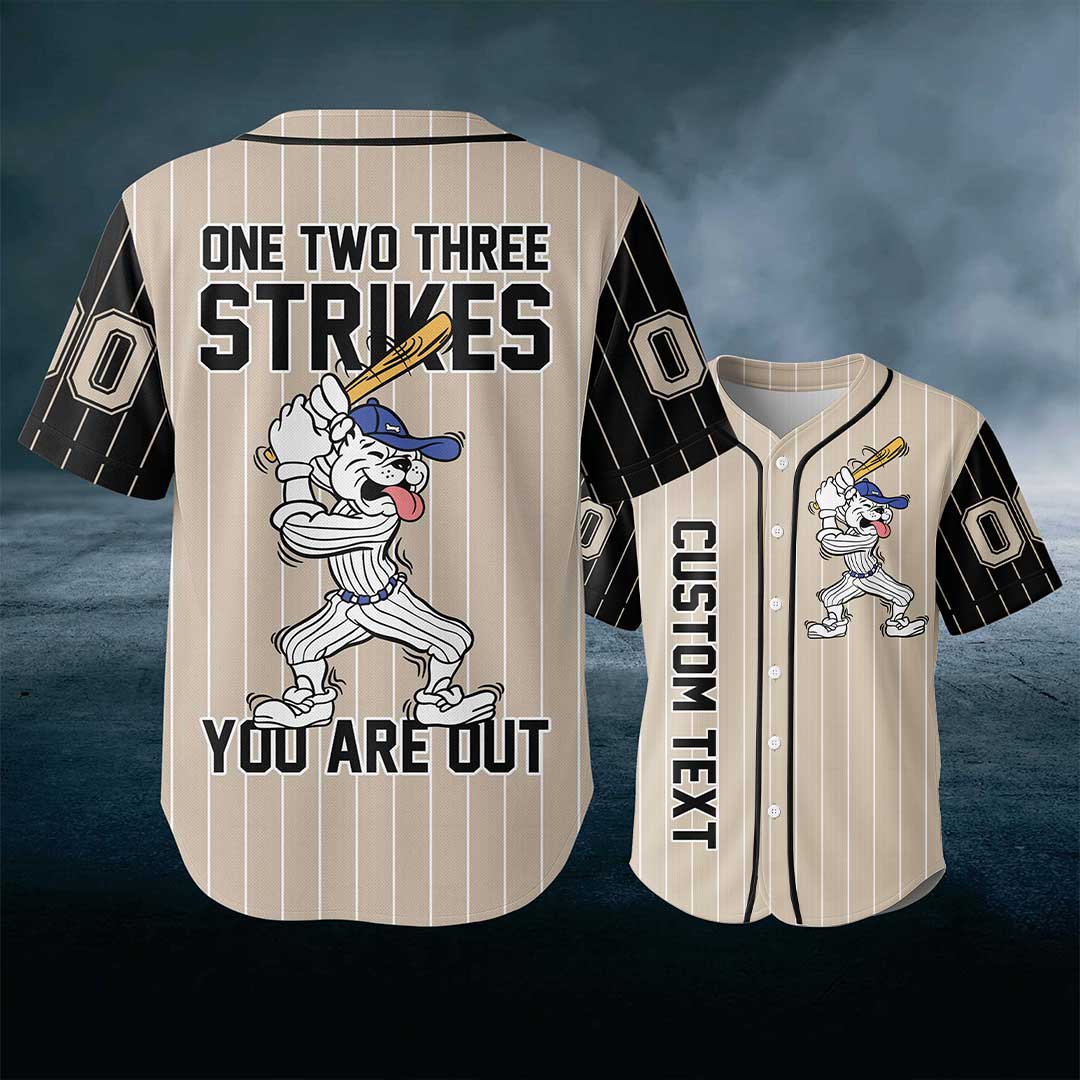 One Two Three Strikes You Are Out Custom Baseball Jersey Custom Name Custom Number