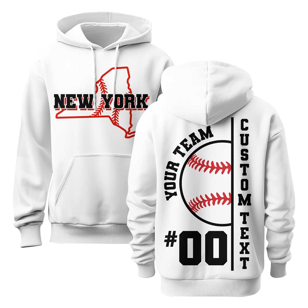Baseball New York State Series - Custom White Baseball Hoodie