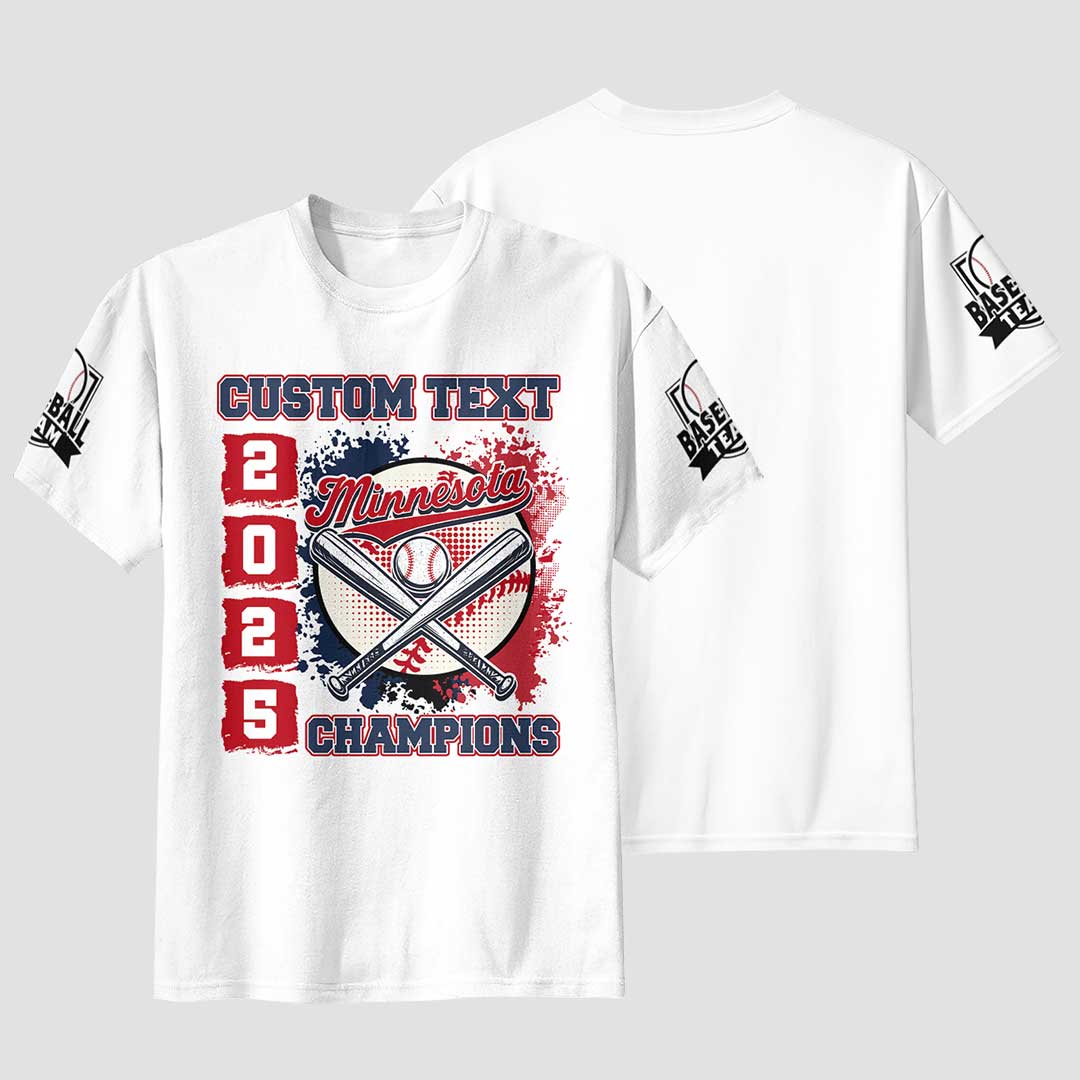 Baseball Minnesota State Series - Black White Baseball T-Shirt