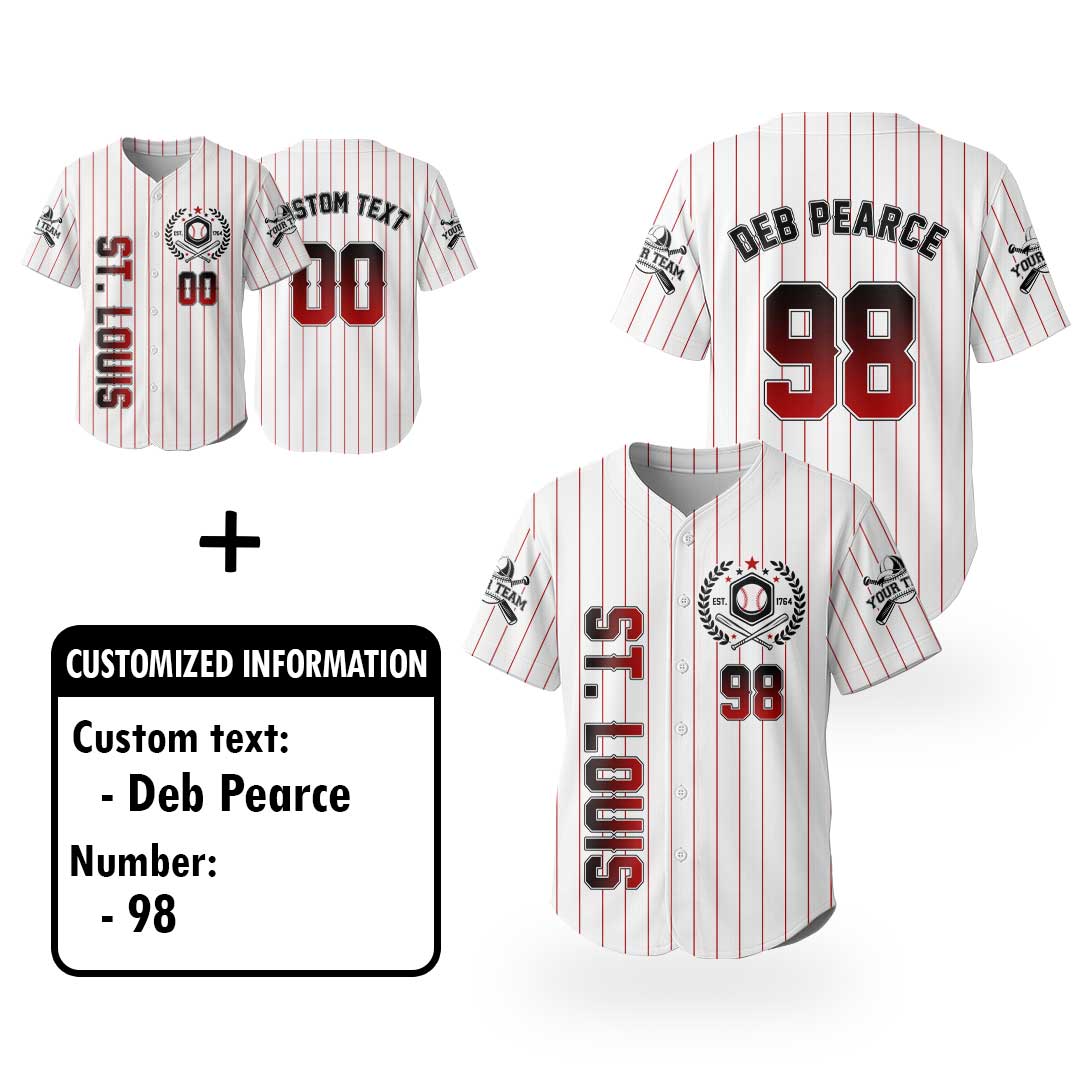 Baseball St. Louis State Series - Custom White with Red Stripes Baseball Jersey