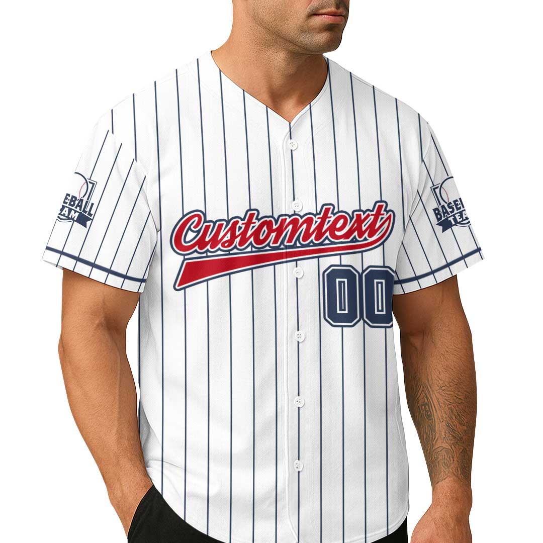 Baseball Minnesota State Series - Custom White with Navy Stripes Baseball Jersey