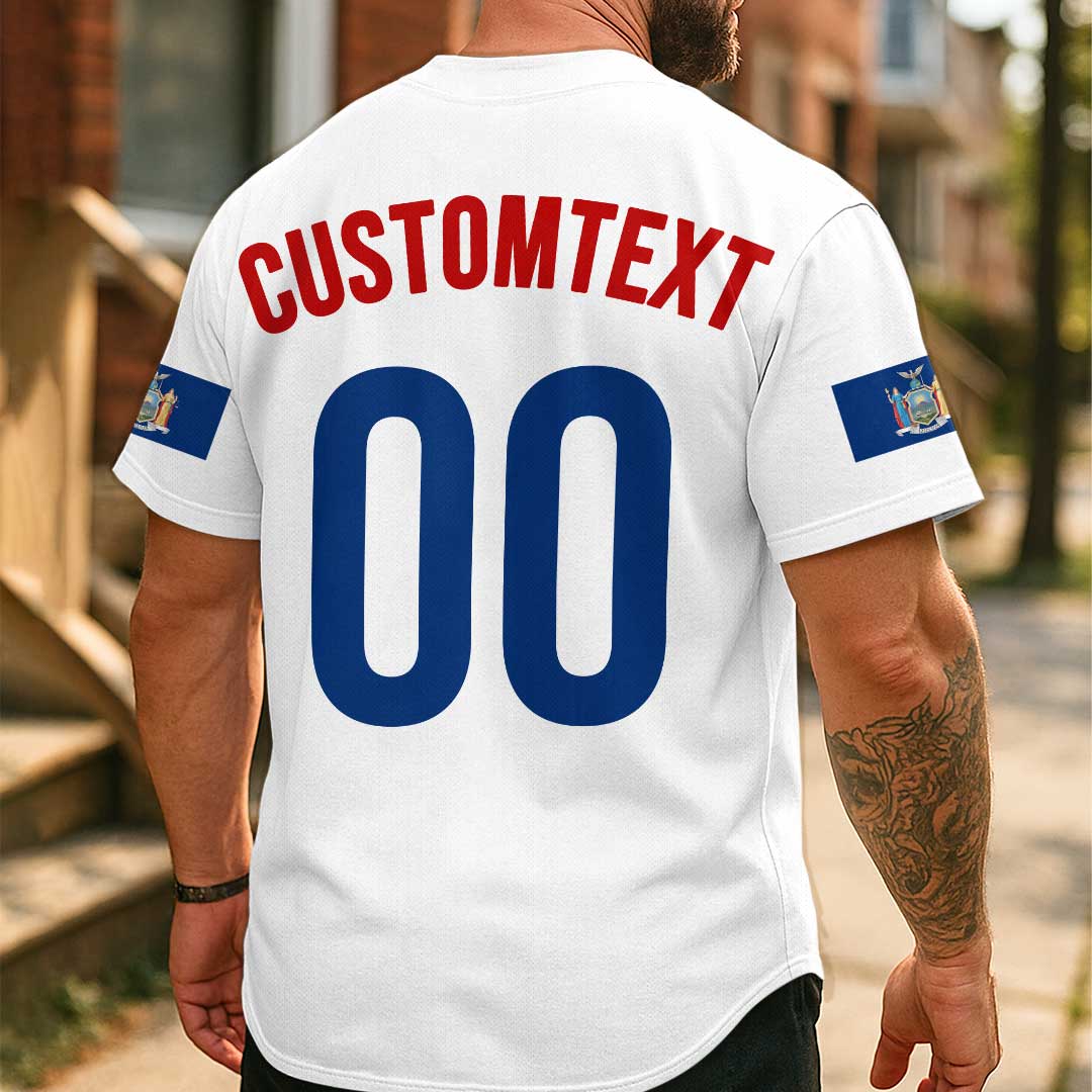 Baseball New York Flag In State Series - Custom All Over Print Baseball Jersey