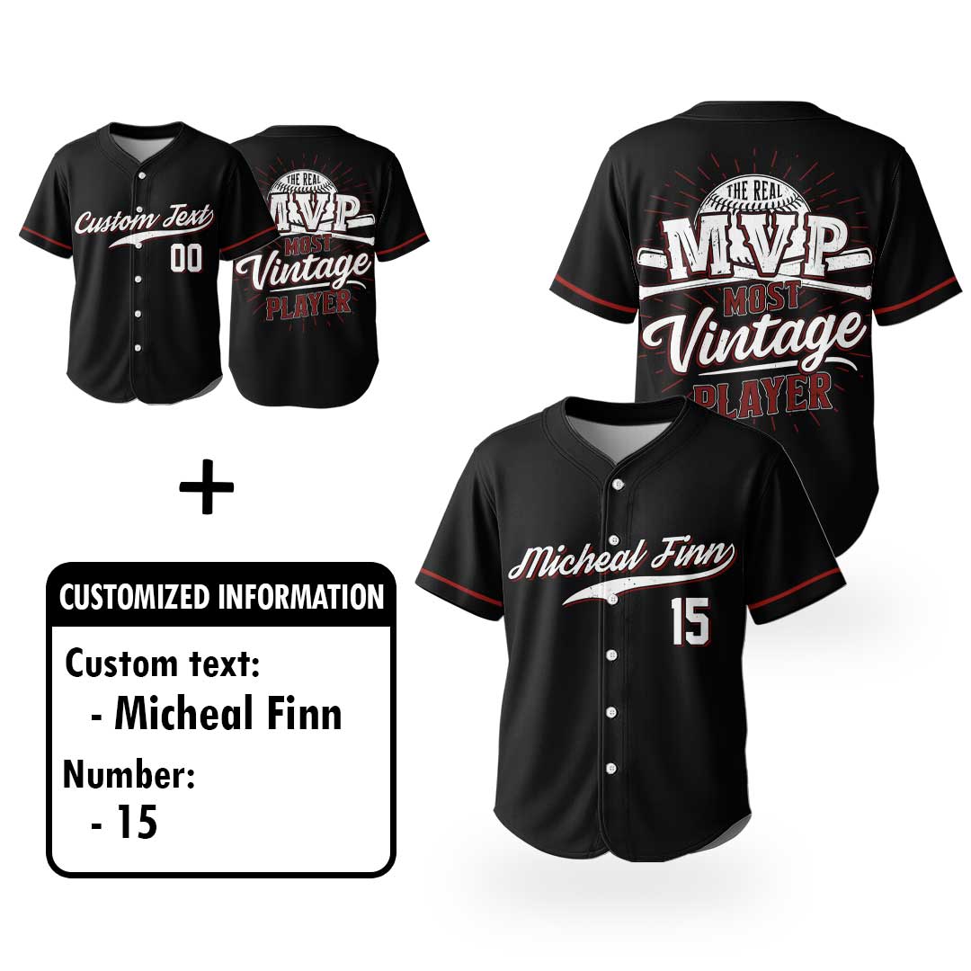 The Real MVP - Custom Black Baseball Jersey