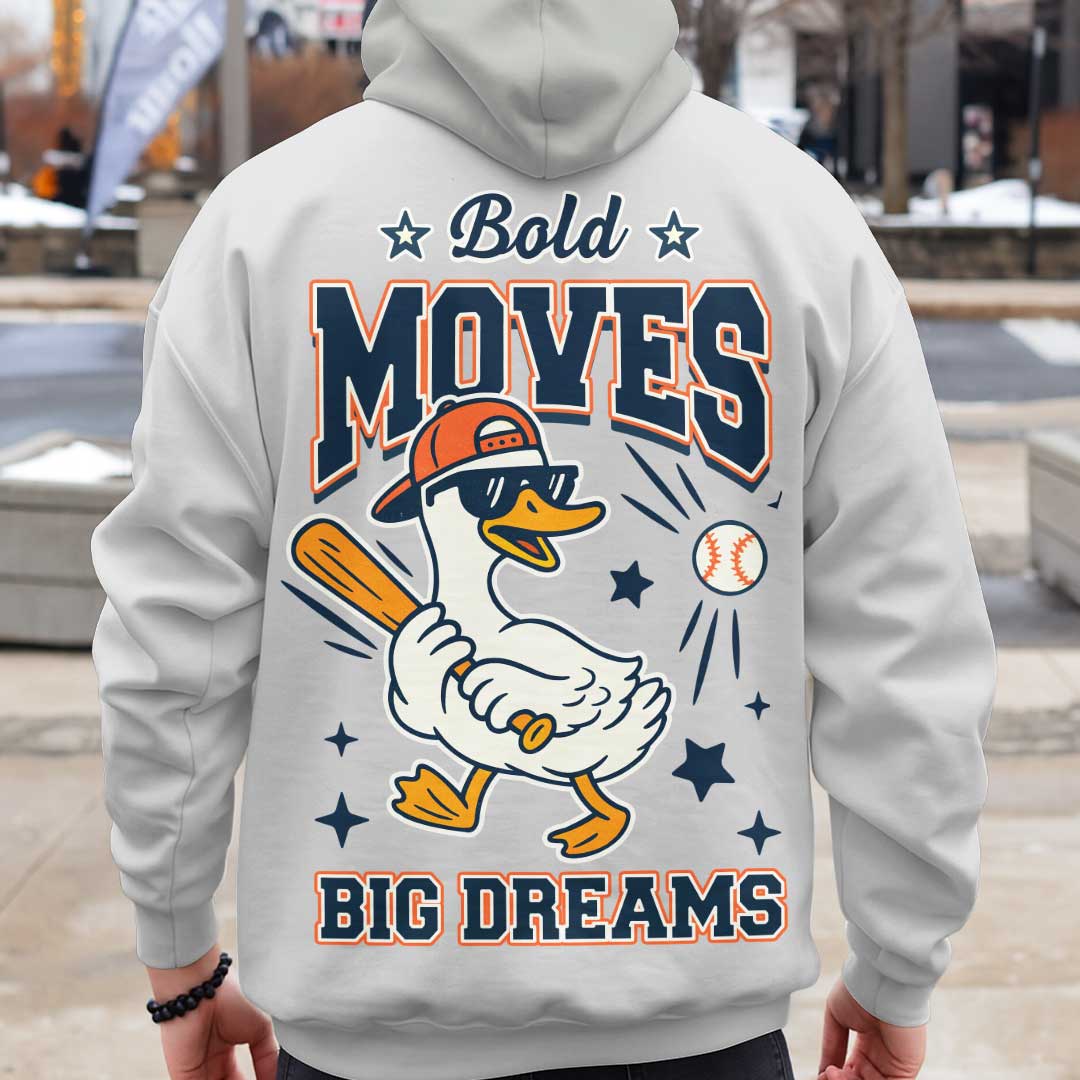 Bold Moves Big Dreams - Ash and Light Blue Baseball Hoodie