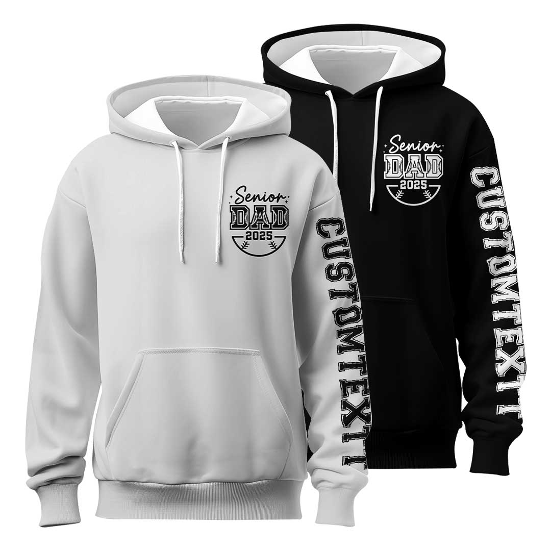 Senior 2025 Dad - Custom Black Ash Baseball Hoodie