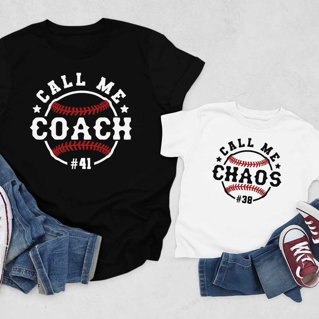 Coach and Chaos Duo - Custom Family Matching Baseball T-Shirt