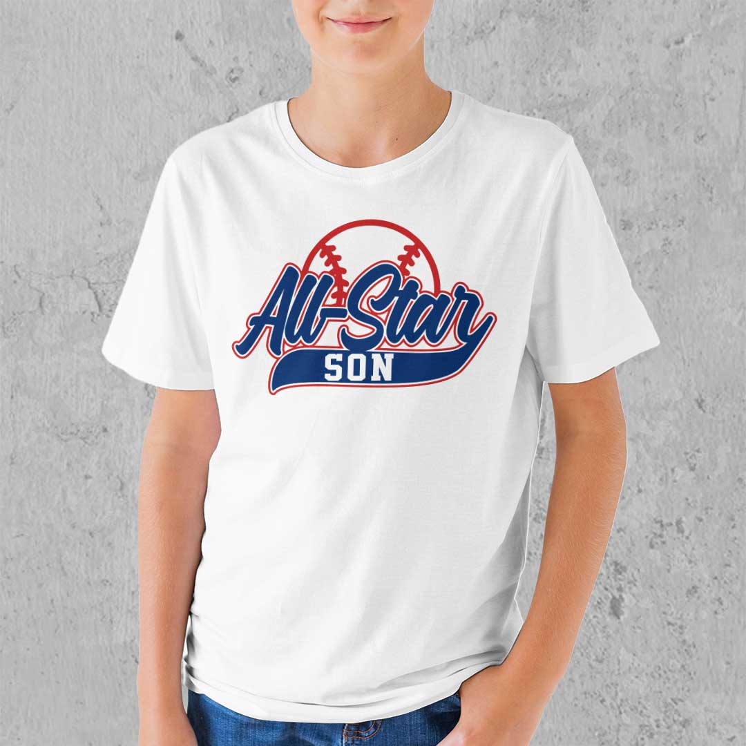 All Star Baseball - Custom Black White Baseball T-Shirt