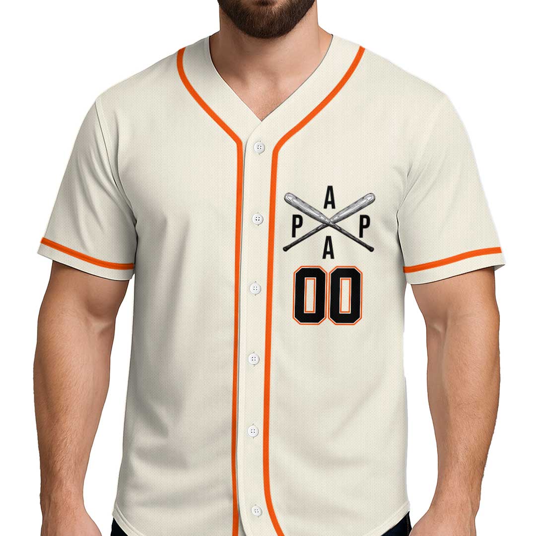 Papa Can Hit It Out Of The Park - Custom Cream Baseball Jersey