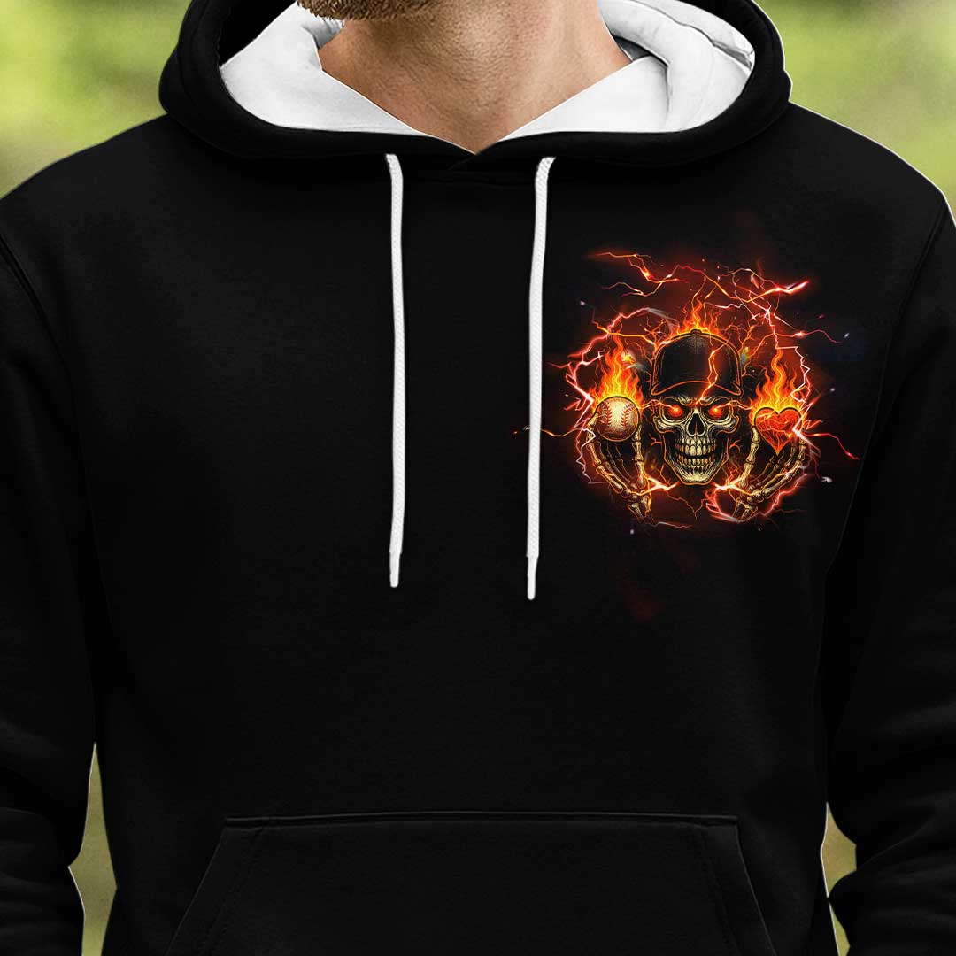 Baseball First Family Always - Custom Black Skull Baseball Hoodie