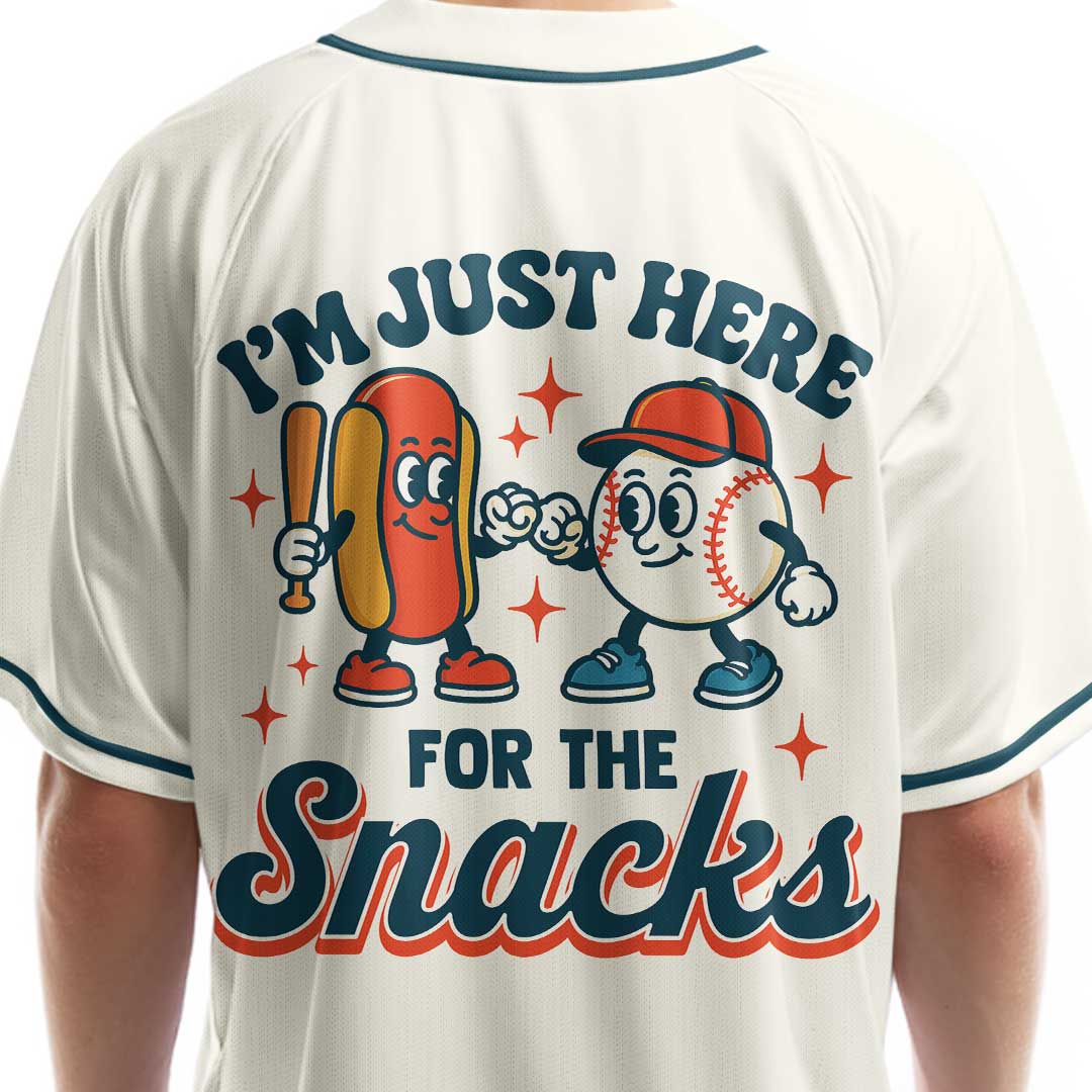 I'm Just Here For The Snacks - Custom Cream Baseball Jersey