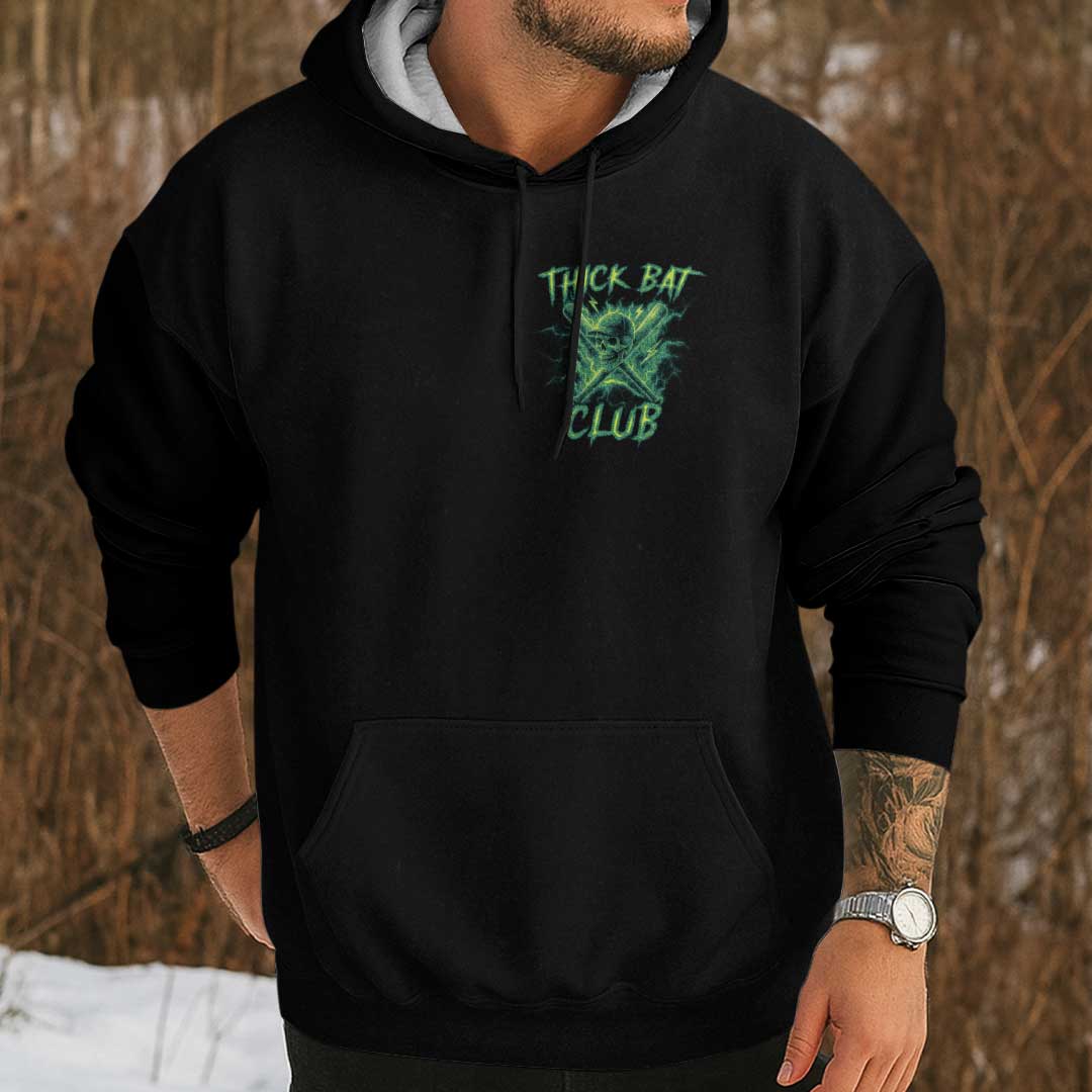 My Bat Is Not The Only Thing I Swing - Custom Black Skull Baseball Hoodie