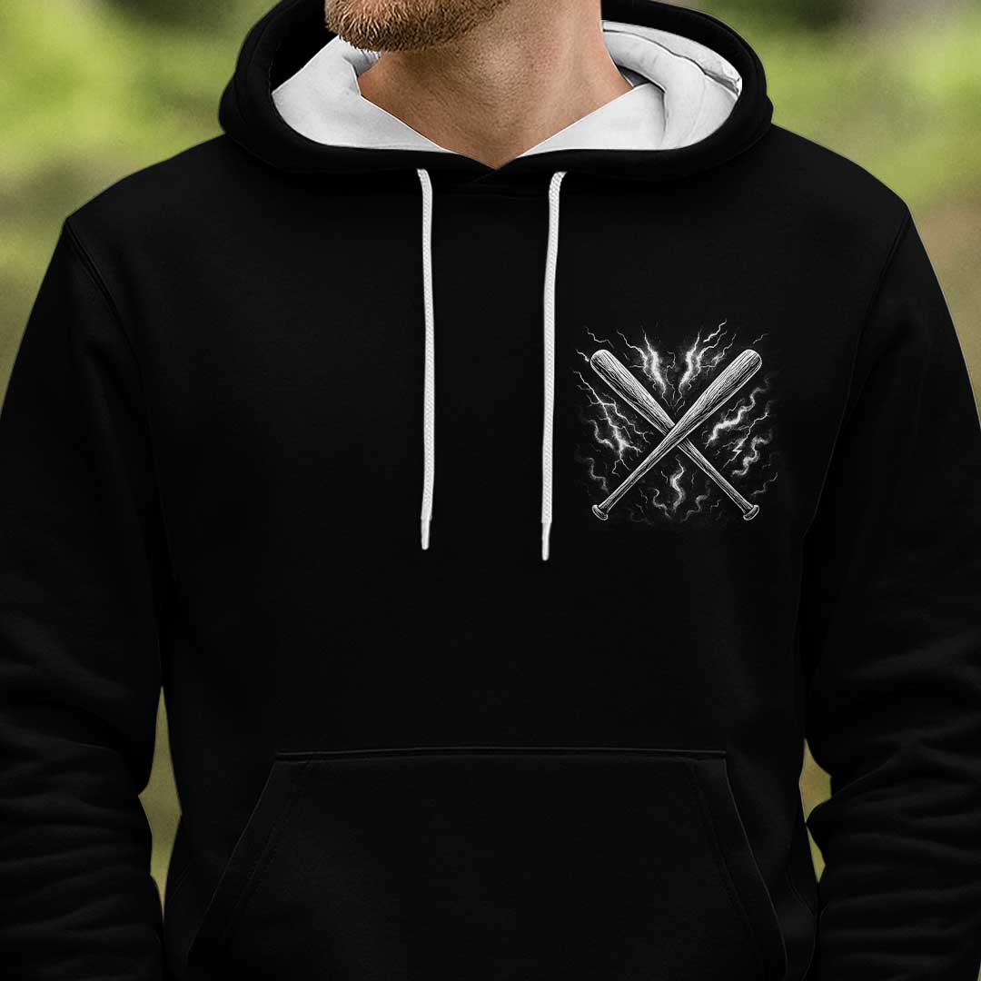 She Likes My Bat Not My Attitude - Custom Black Skull Baseball Hoodie