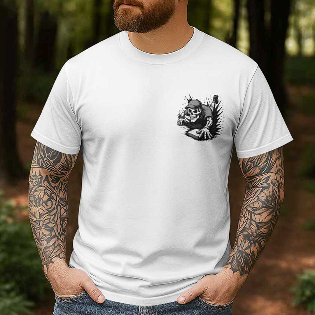 I Don't Just Slide Into Bases All Over Print Skull Baseball T-Shirt