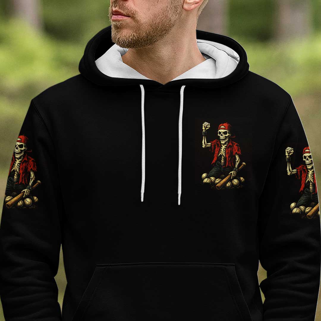 I Like My Balls Dirty And My Games Long - Custom Black Skull Baseball Hoodie