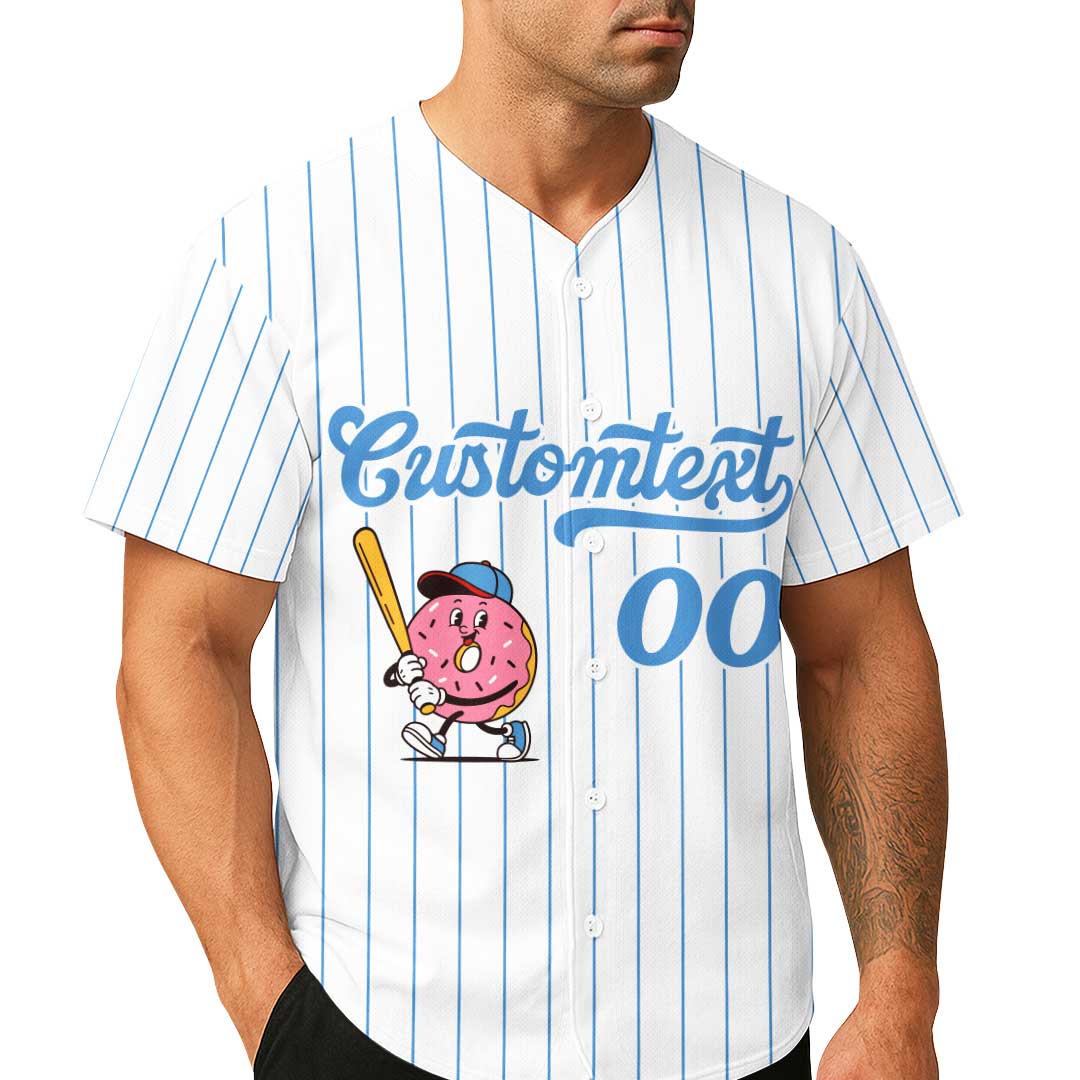 Donut Worry Just Swing - Custom Groovy White Baseball Jersey