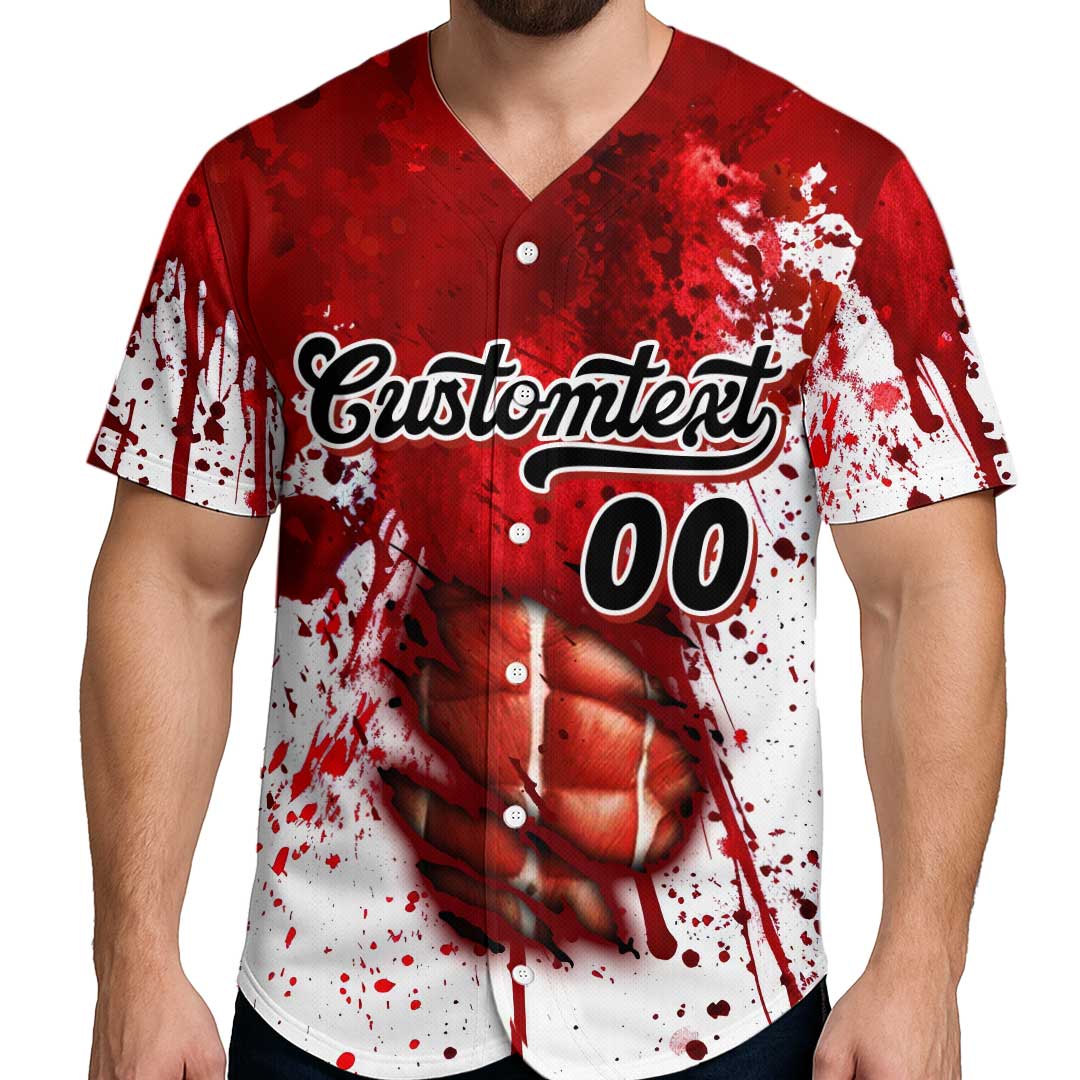Custom Halloween Costume Ripped Zombies Cosplay Baseball Jersey