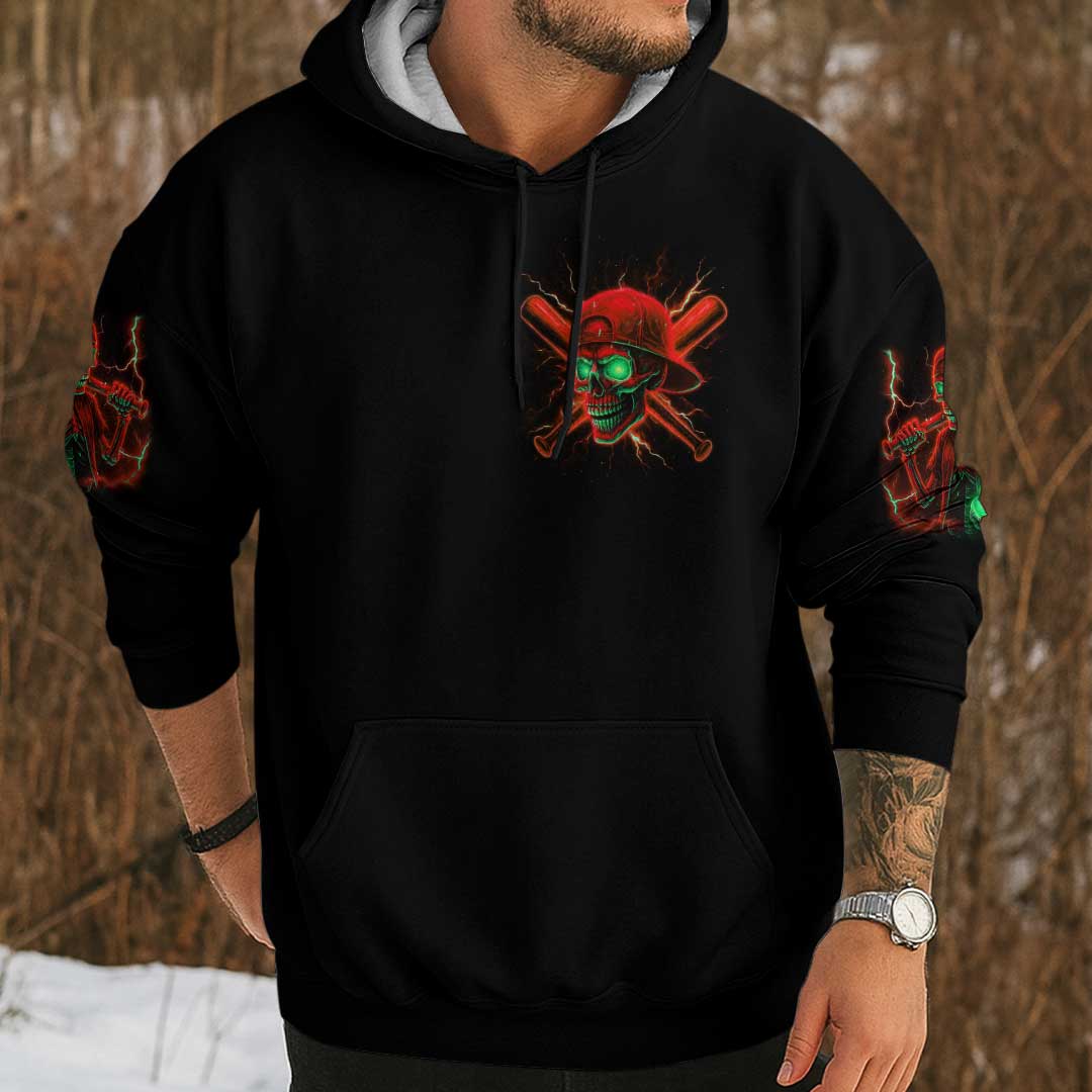 I Play Hardball - Black Skull Baseball Hoodie