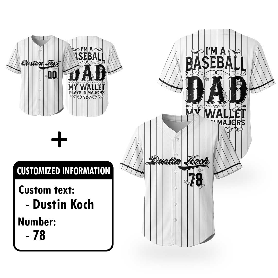 My Wallet Plays In Majors - Custom Black Baseball Jersey