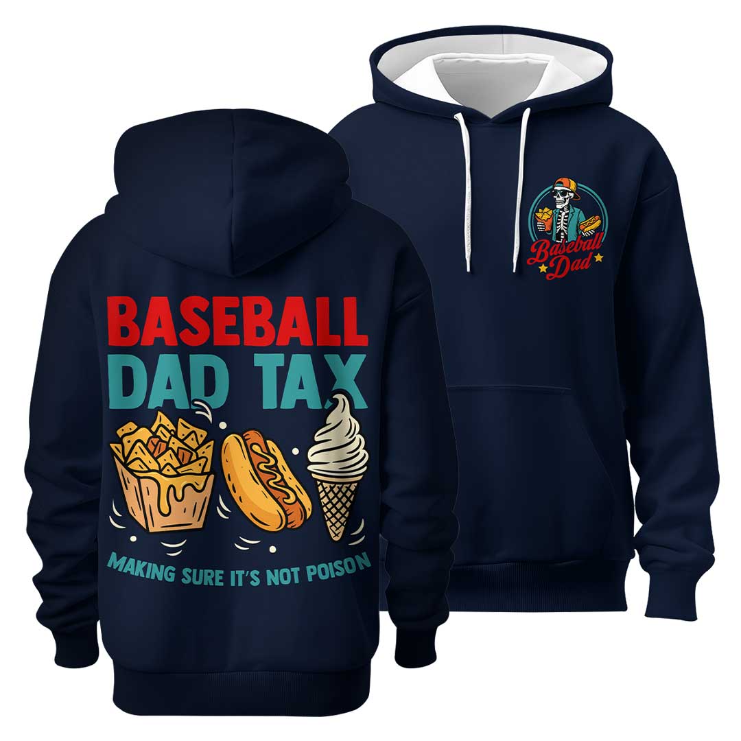 Baseball Dad Tax - Black White Dad Baseball Hoodie