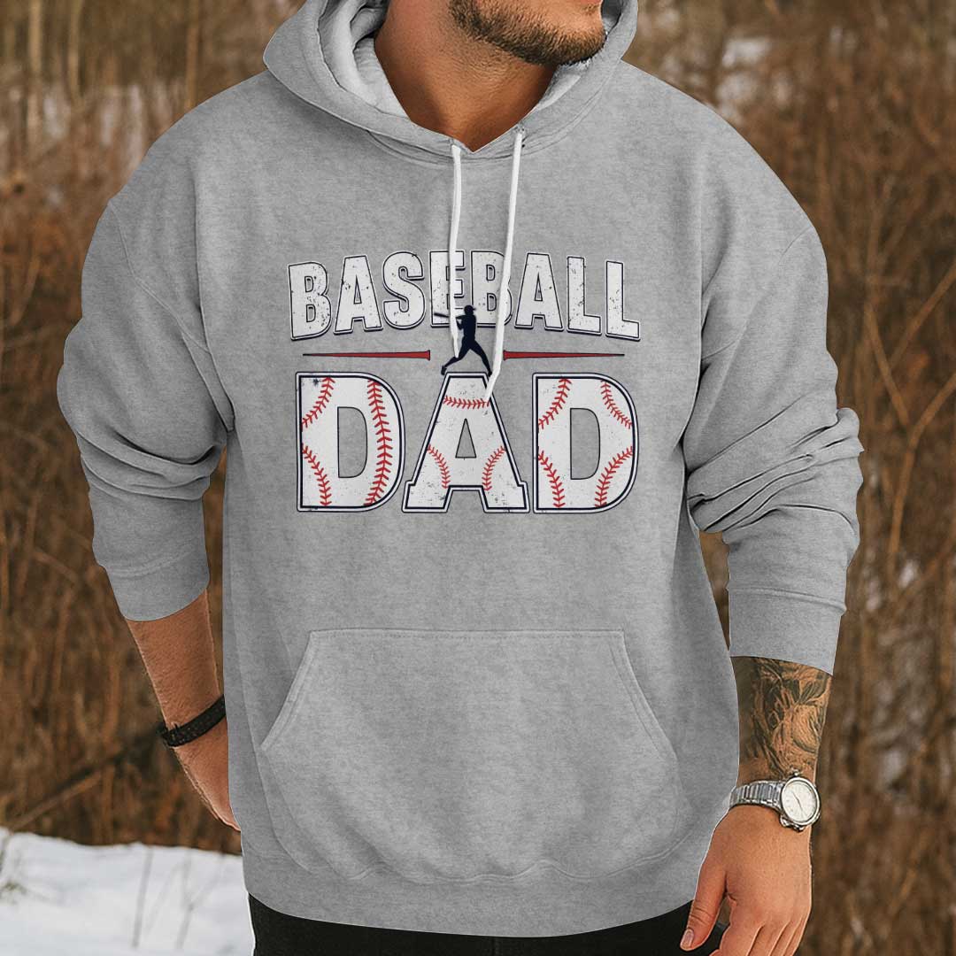 A Dad Who Is Always At The Ballpark - Navy and Grey Dad Baseball Hoodie