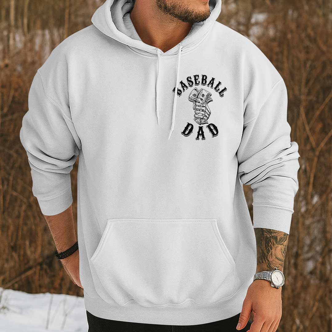 The Only Thing I Throw Is My Money - Black and White Dad Baseball Hoodie
