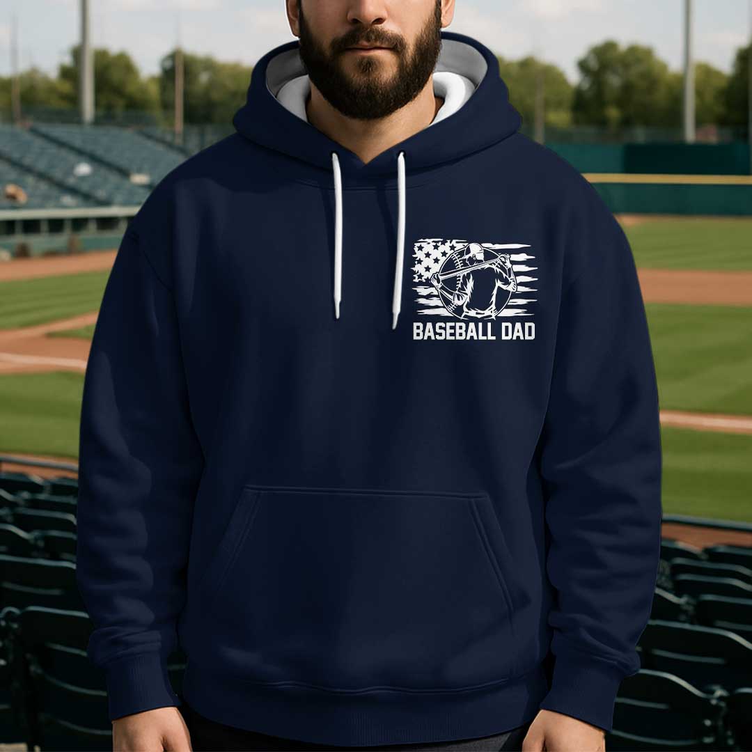 Real Men Raise Ballers - Navy and Grey Dad Baseball Hoodie