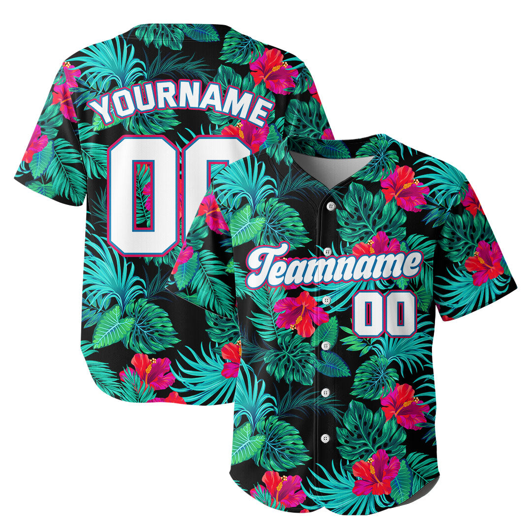 Custom Baseball Jersey With Tropical Pattern