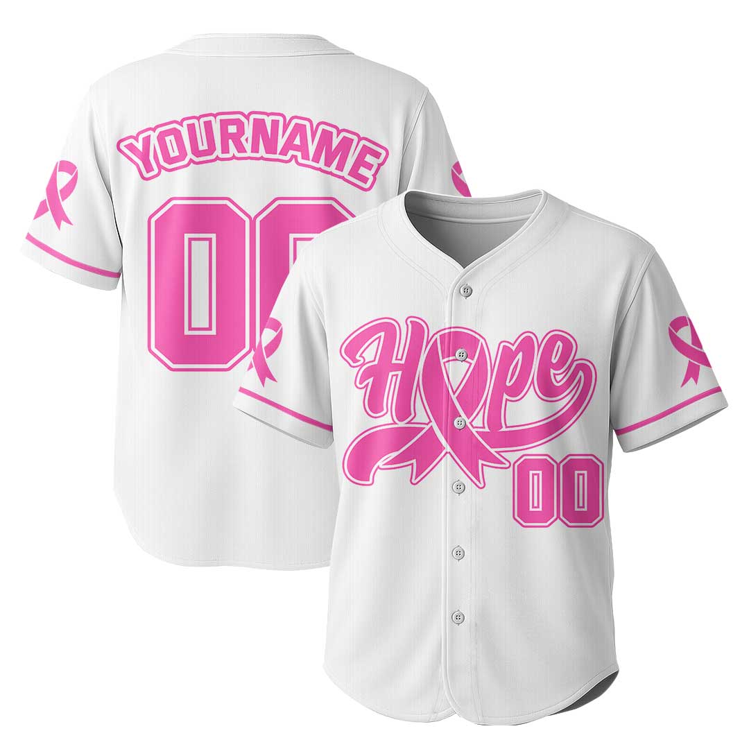 Custom Baseball Jersey With Pink Ribbon