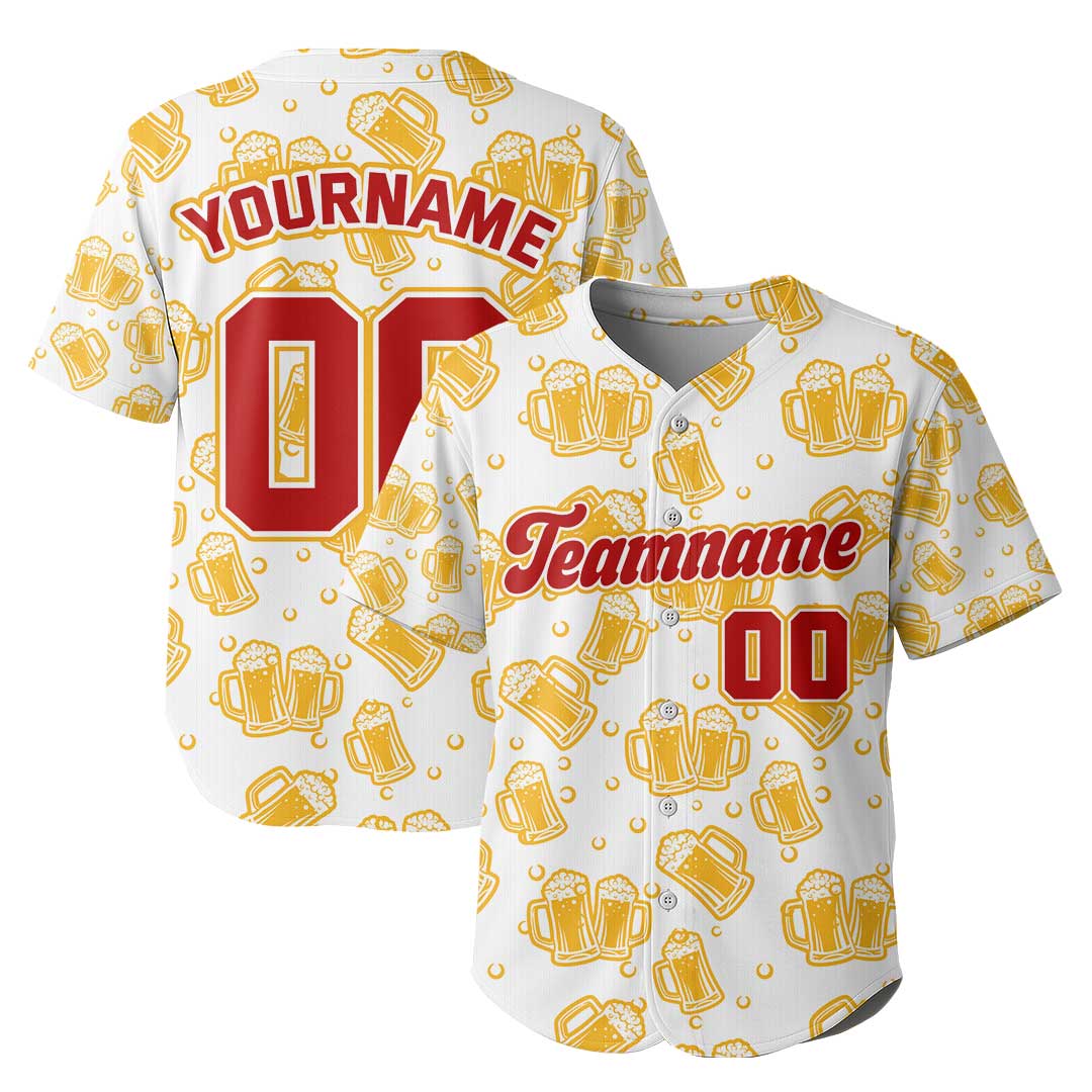 Custom Baseball Jersey With Beer Pattern