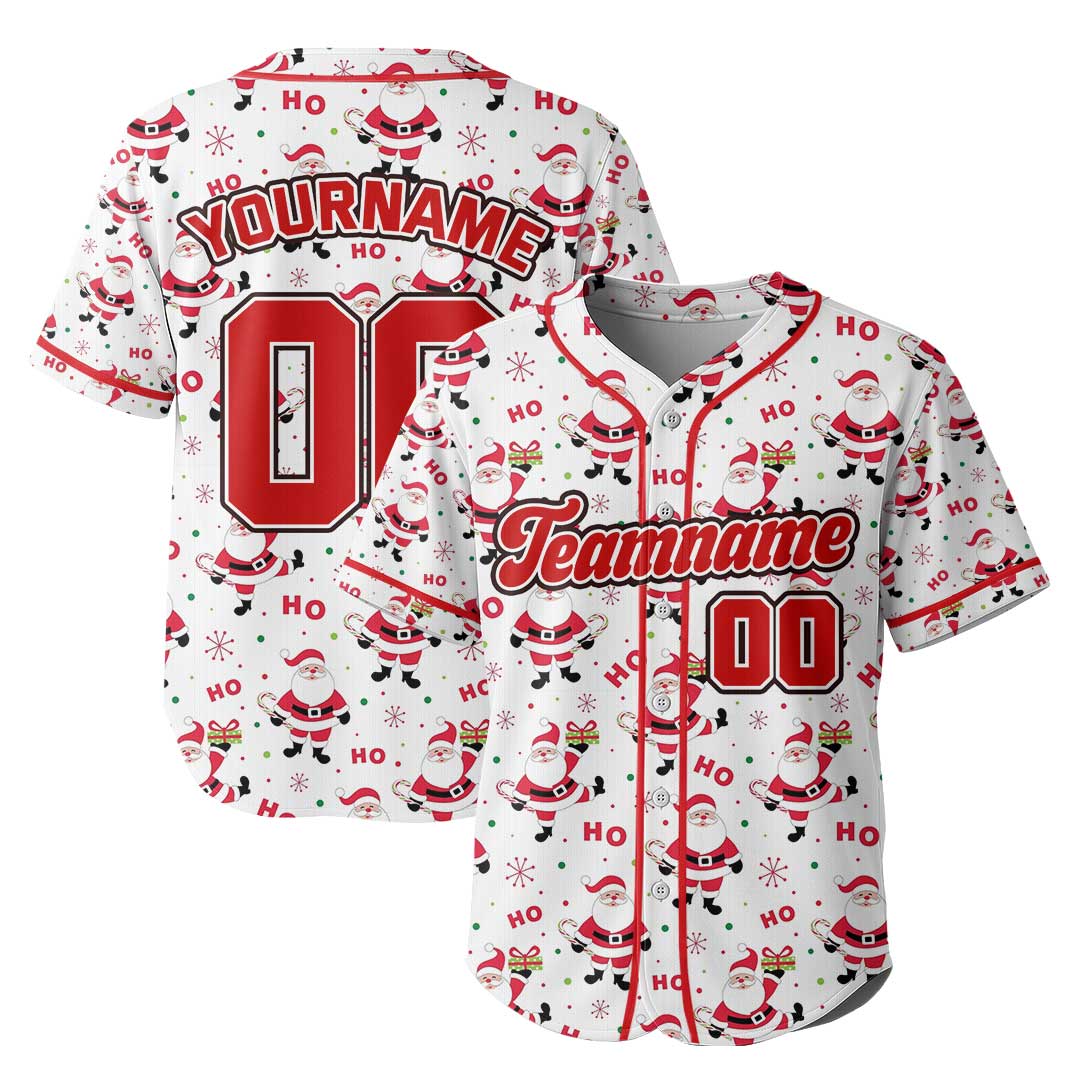 Custom Baseball Jersey with Christmas Pattern